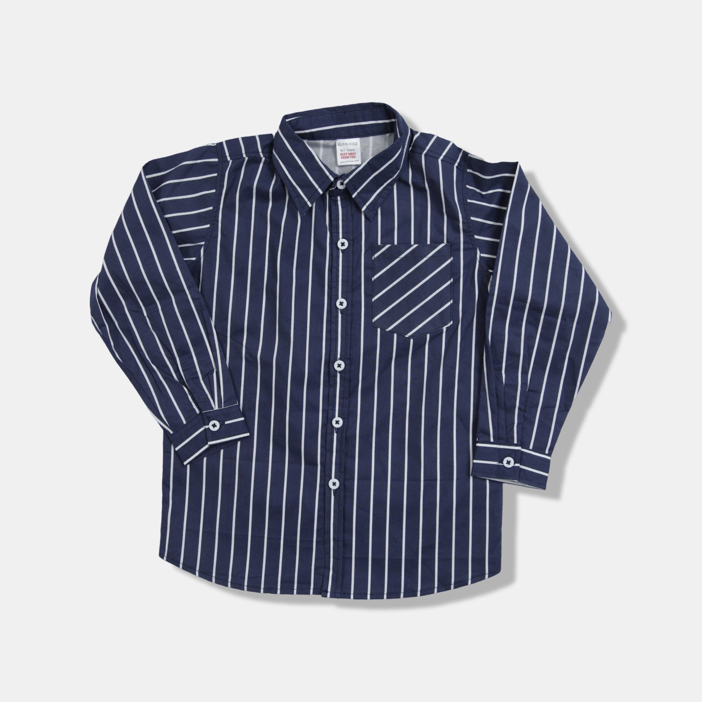 Navy Blue Long Sleeve Cotton Shirt for Boys