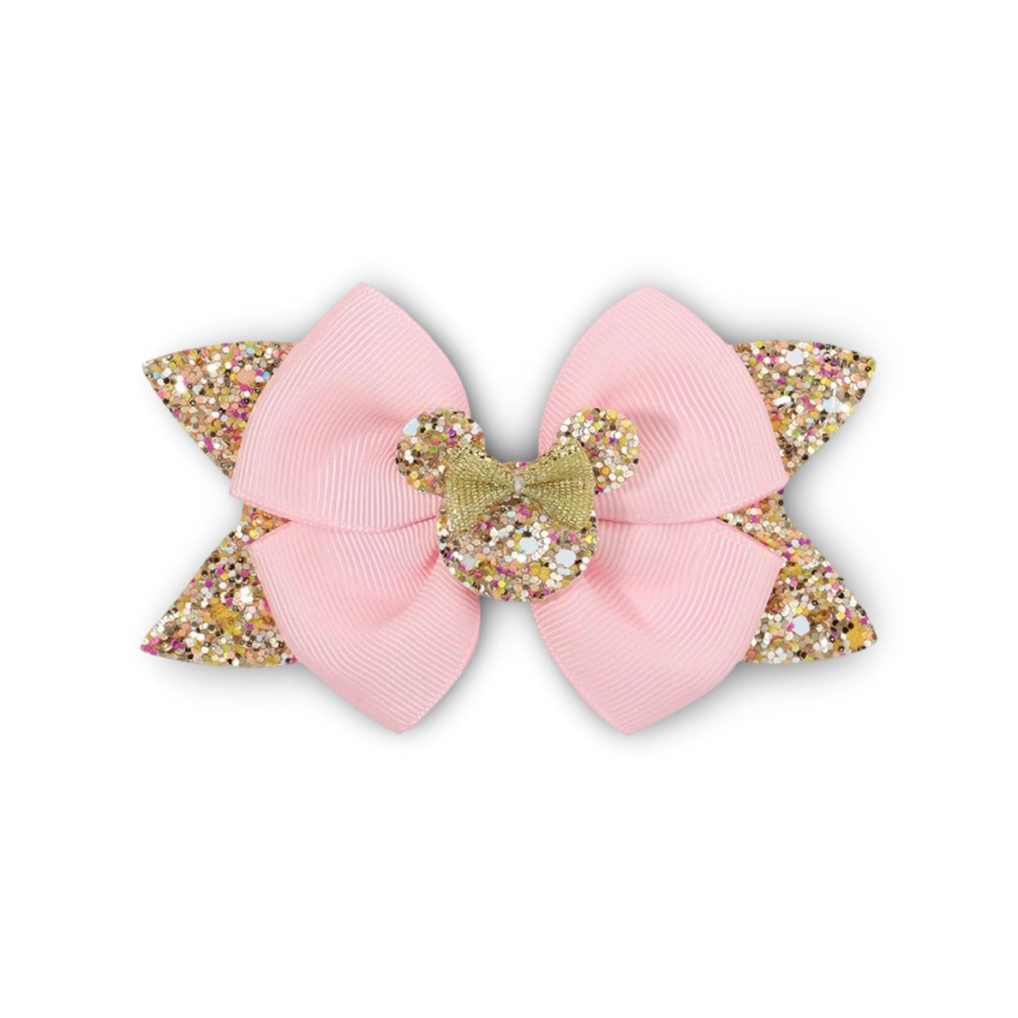 Pink Gold Bow Clip