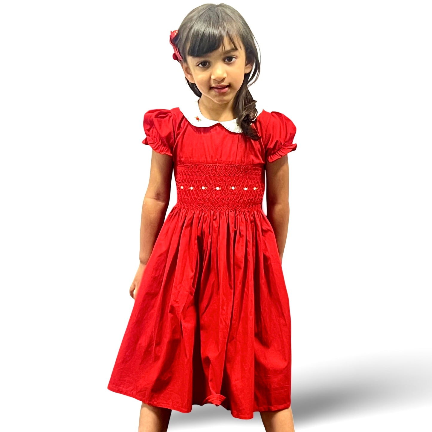 Red Hand Smock Dress