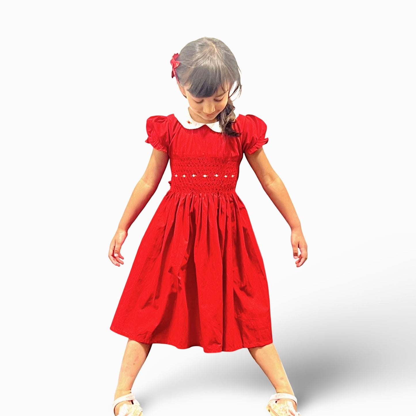 Red Hand Smock Dress