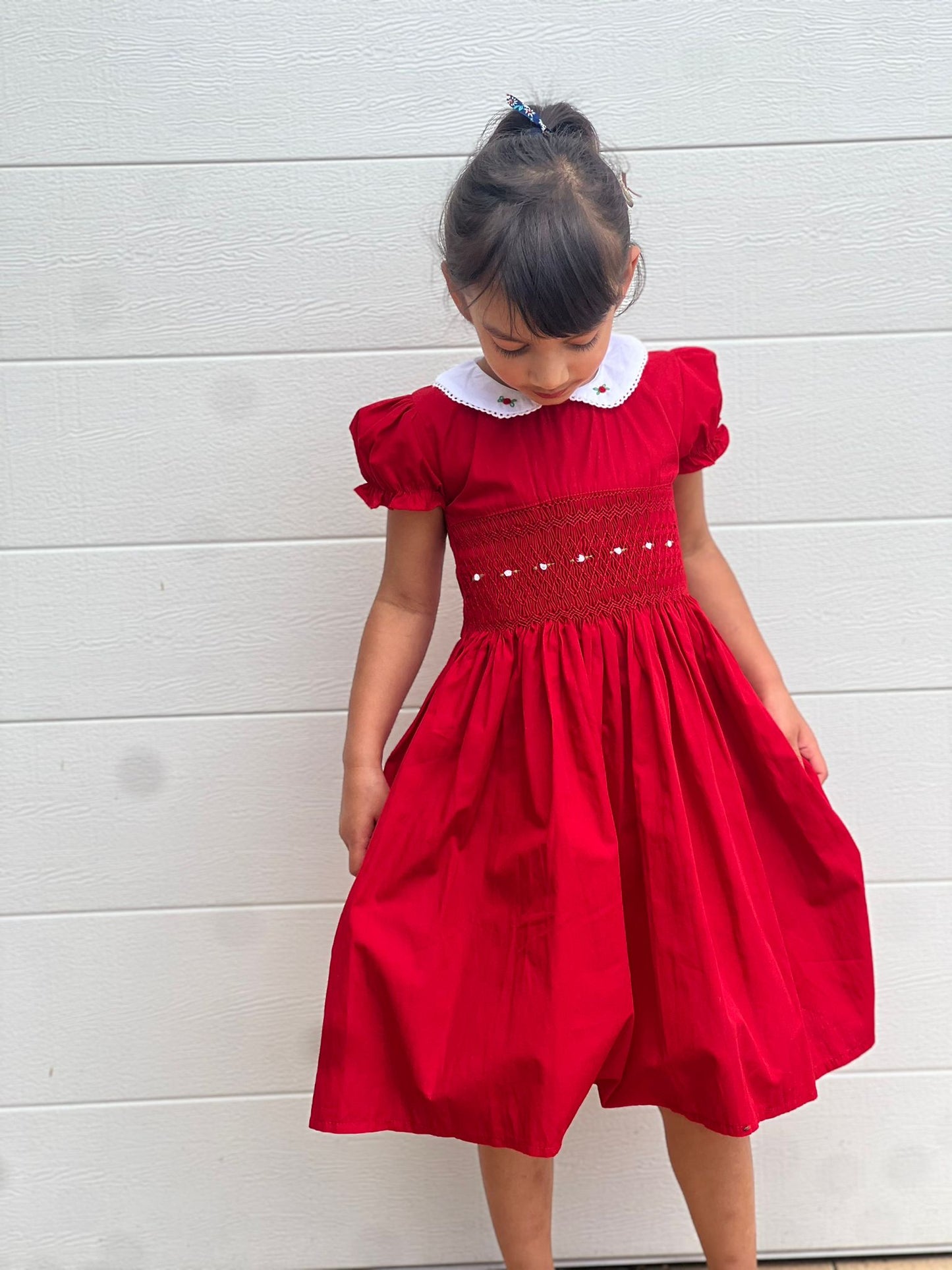 Red Hand Smock Dress